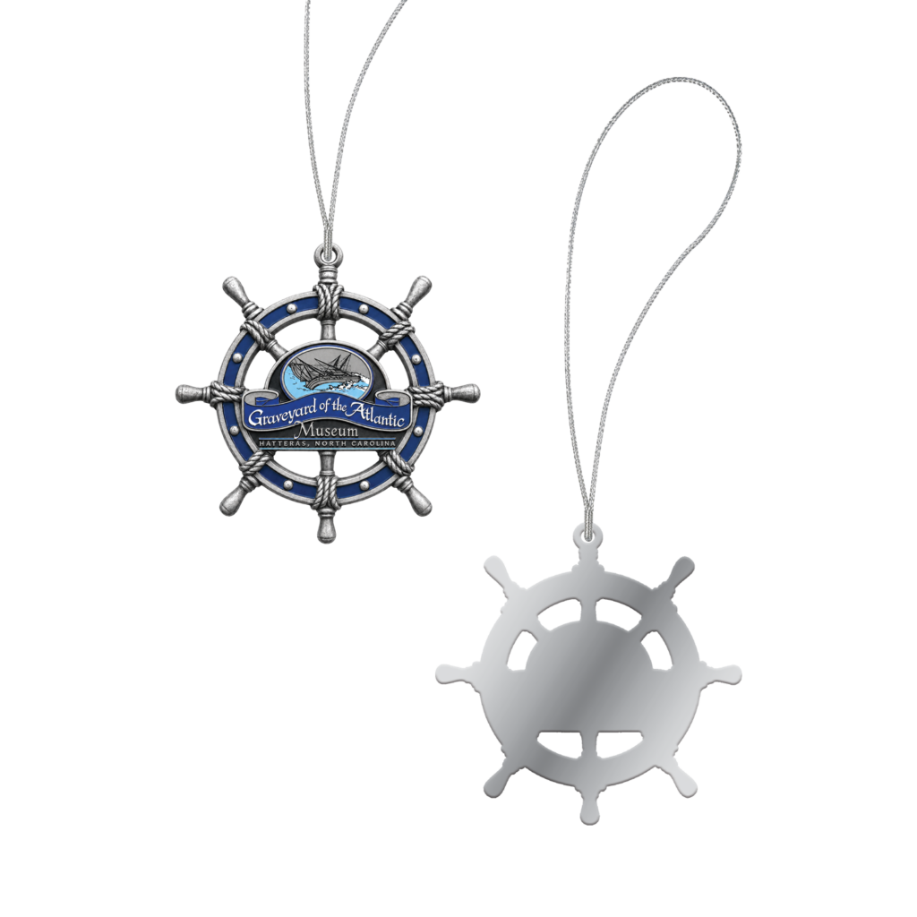 Ornament Metal Infill Graveyard of the Atlantic Ship Wheel